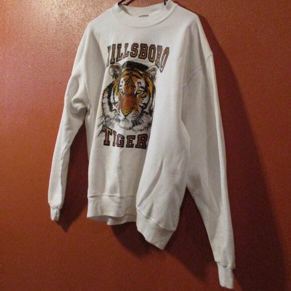 Tiger Head Vintage 1992 Oneita Men Large Black White Orange Graphic Sweatshirt - Picture 4 of 6
